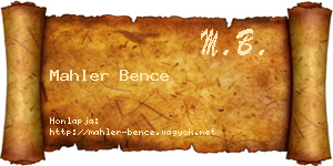 Mahler Bence névjegykártya